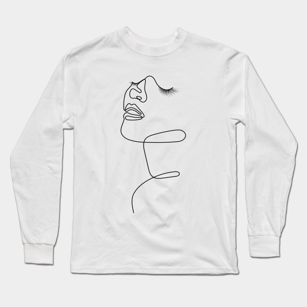 Inner Beauty | One Line Drawing | One Line Art | Minimal | Minimalist Long Sleeve T-Shirt by One Line Artist